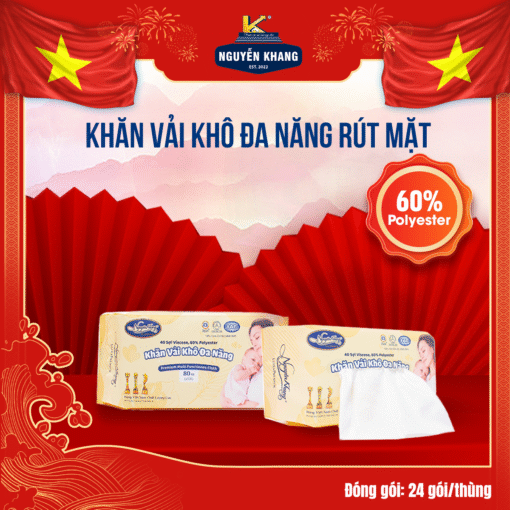 Khăn vải khô - khăn ăn 80 tờ cao cấp dày dặn, mềm mịn